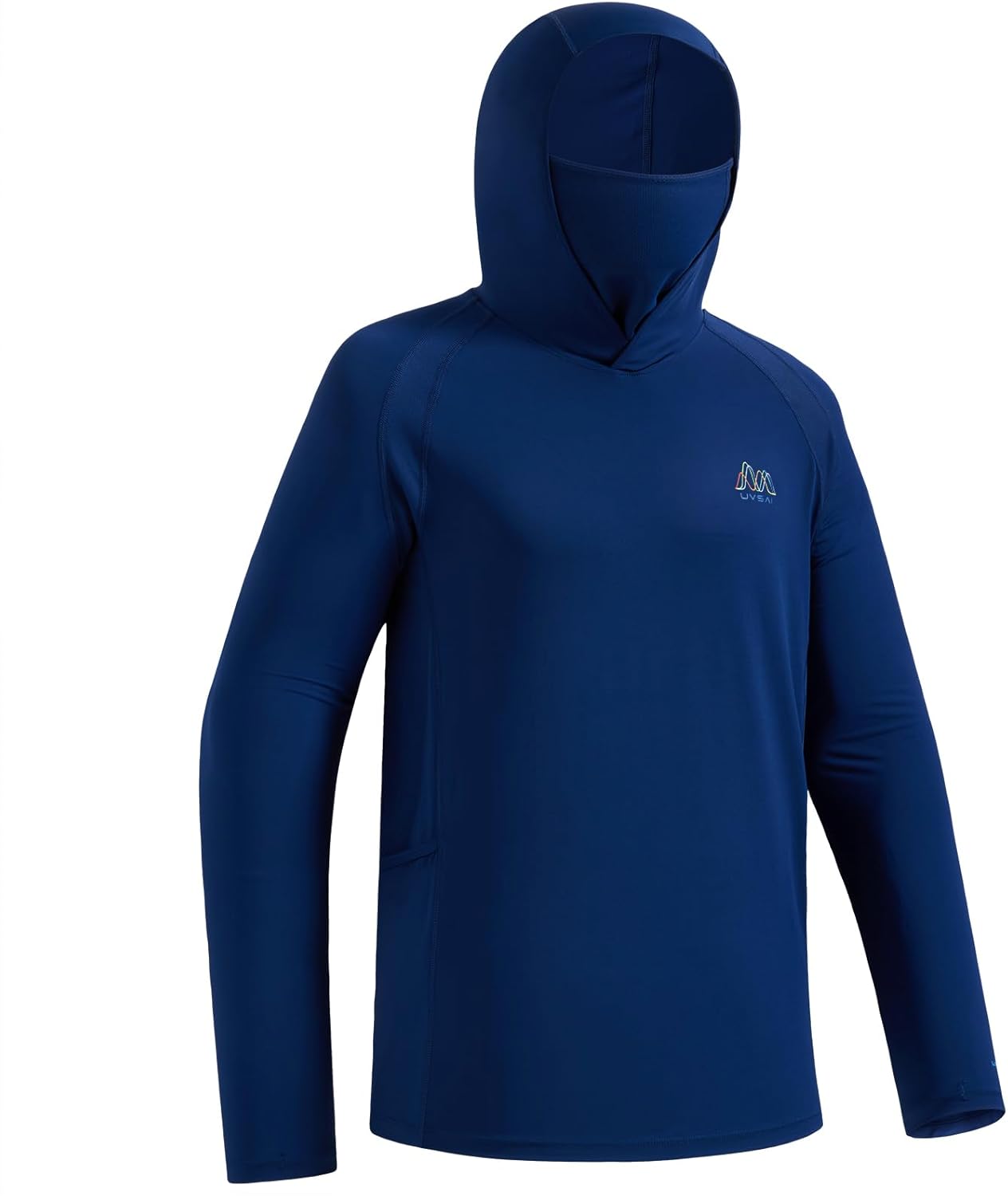 Men’s UPF 50+ Hoodie Shirt with Mask Long Sleeve Permanent UV Sun Protection Neck Gaiter Performance T for Outdoor