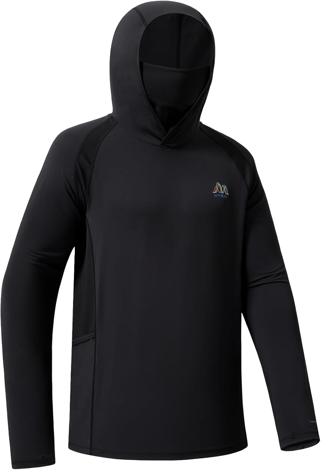 Men’s UPF 50+ Hoodie Shirt with Mask Long Sleeve Permanent UV Sun Protection Neck Gaiter Performance T for Outdoor