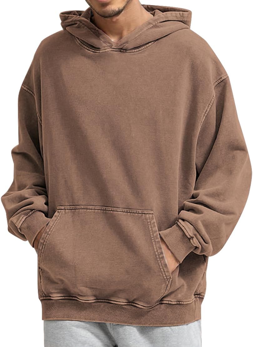 Chaos World Mens Hoodie Oversized Acid Wash Hoodies Vintage Distressed Pullover Sweatshirts Streetwear