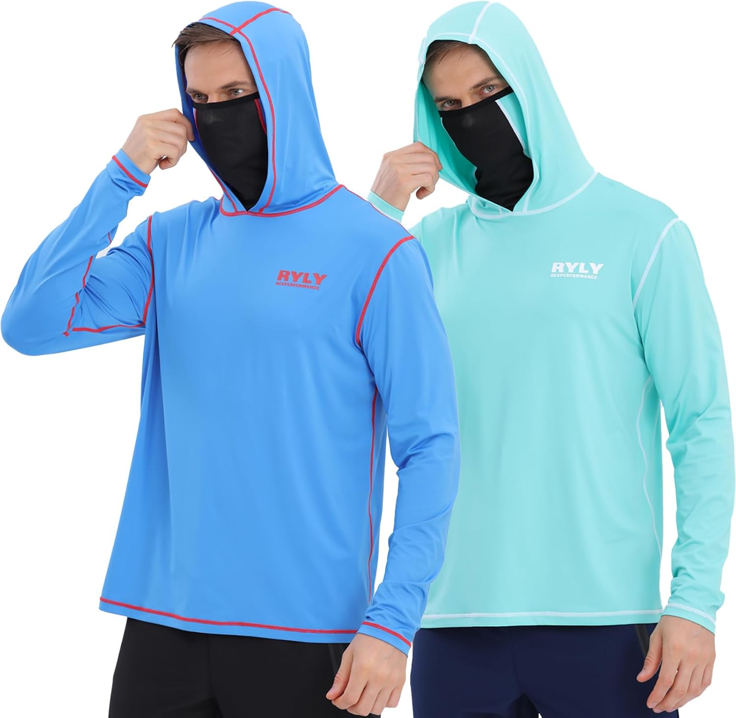 Fishing Shirts for Men,Long Sleeve Rash Guard Shirts Sun Protection Hoodie Athletic Running Hiking Shirt 1/2 Packs