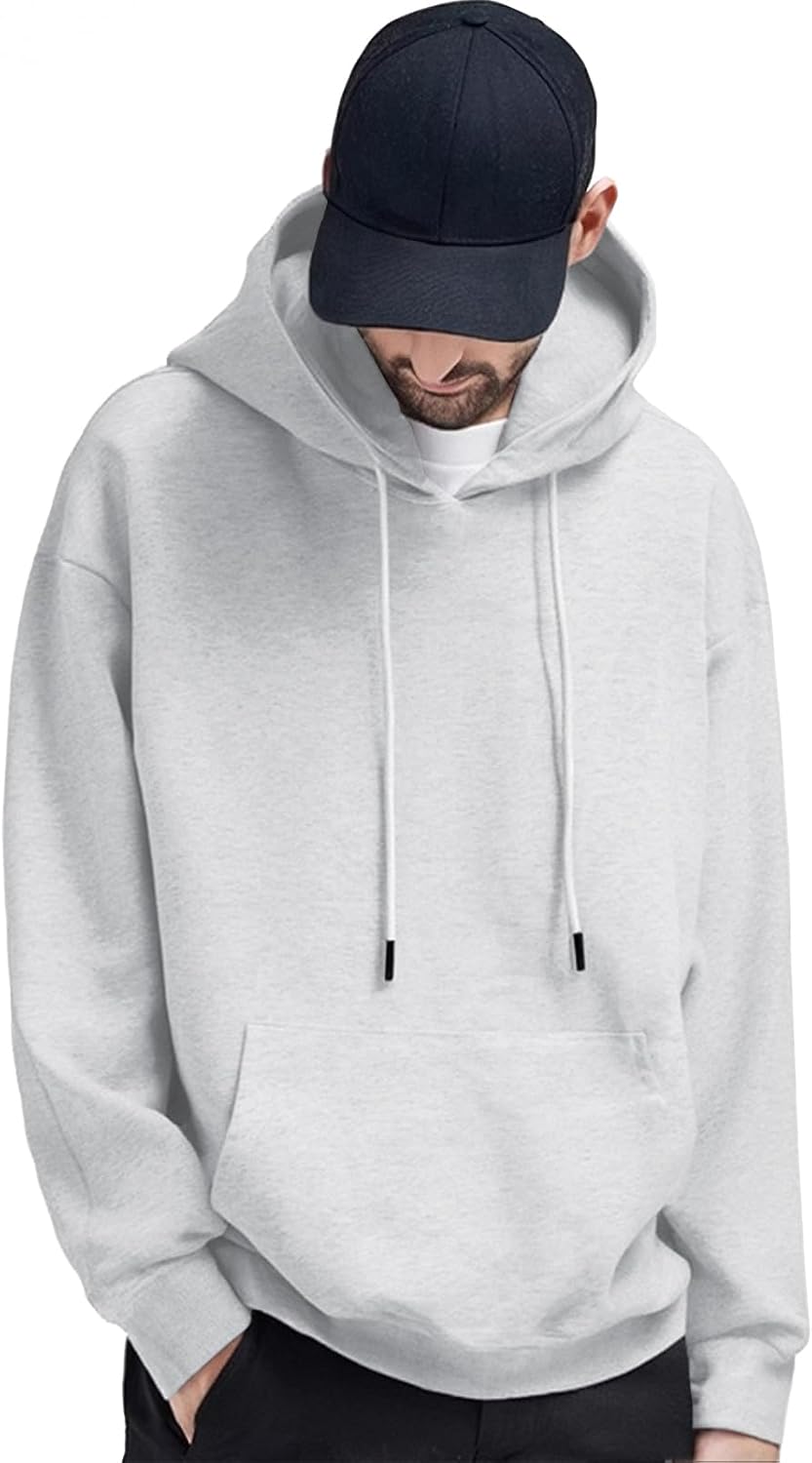 FoxQ Mens Casual Cotton Hooded Pullover Sweatshirts Drawstring Long Sleeve Hoodies