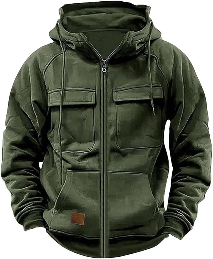 Hoodies for Men Tactical Vintage Long Sleeve Shirts 1/4 Zip Up Hoody Fall Winter Muscular Strong Pullover Tops