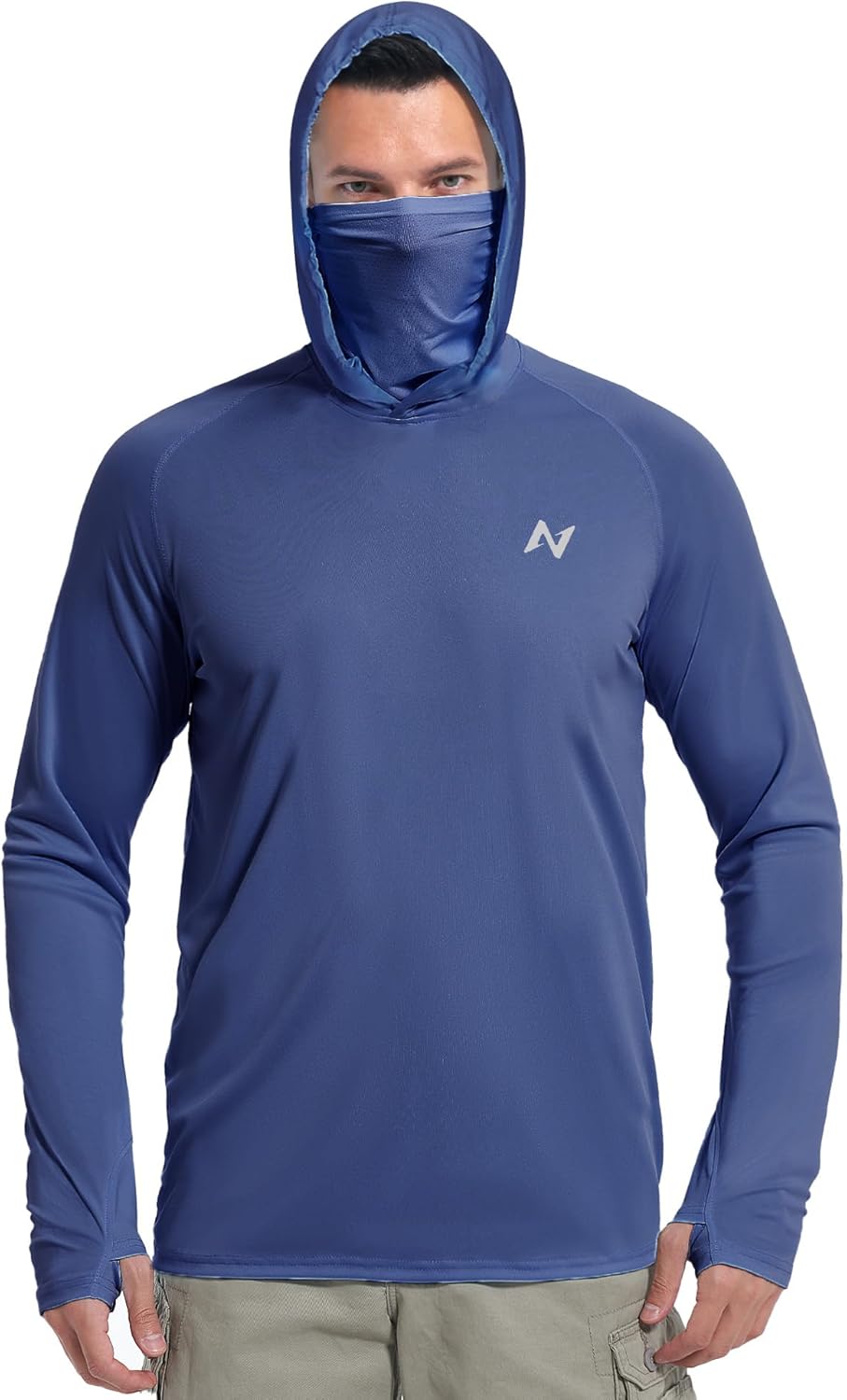 isnowood Sun Shirt UPF 50+ Men's Fishing Long Sleeve Hooded Rash Guard Hiking Swimming Running UV Protection Hoodie