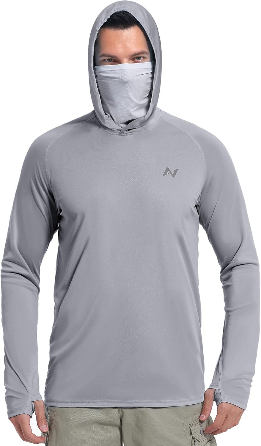 isnowood Sun Shirt UPF 50+ Men's Fishing Long Sleeve Hooded Rash Guard Hiking Swimming Running UV Protection Hoodie