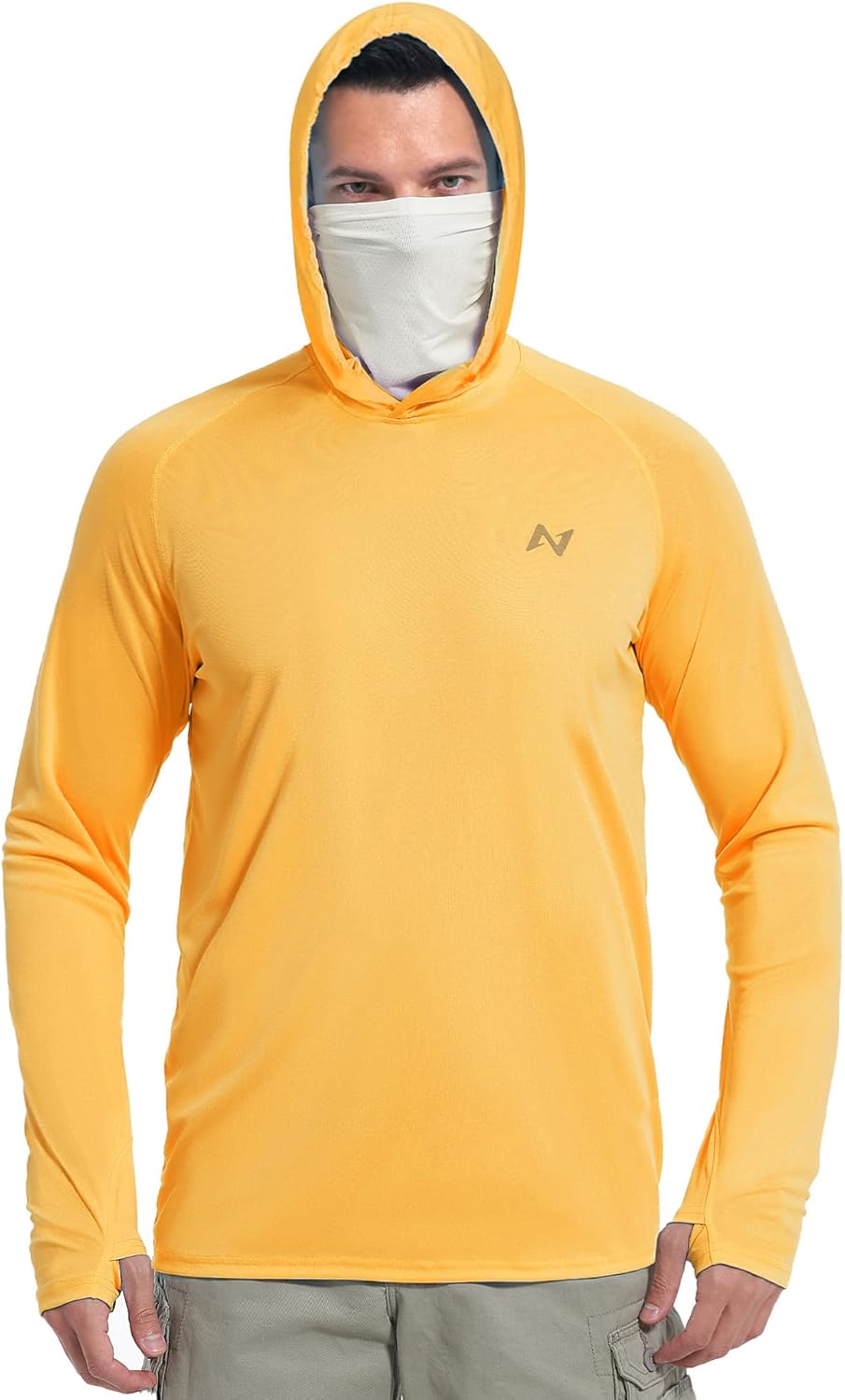 isnowood Sun Shirt UPF 50+ Men's Fishing Long Sleeve Hooded Rash Guard Hiking Swimming Running UV Protection Hoodie