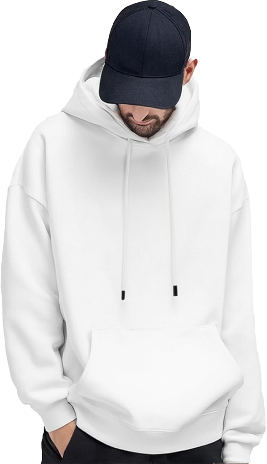FoxQ Mens Casual Cotton Hooded Pullover Sweatshirts Drawstring Long Sleeve Hoodies