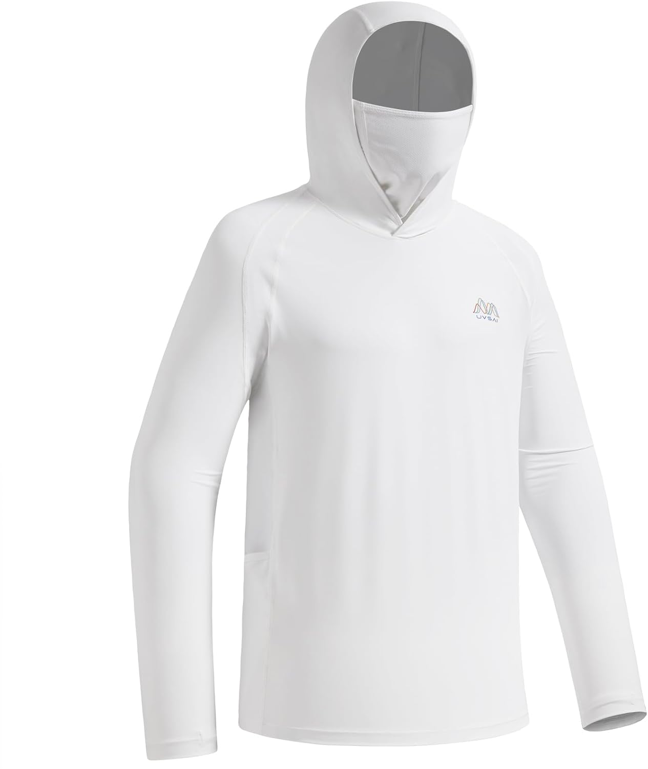 Men’s UPF 50+ Hoodie Shirt with Mask Long Sleeve Permanent UV Sun Protection Neck Gaiter Performance T for Outdoor