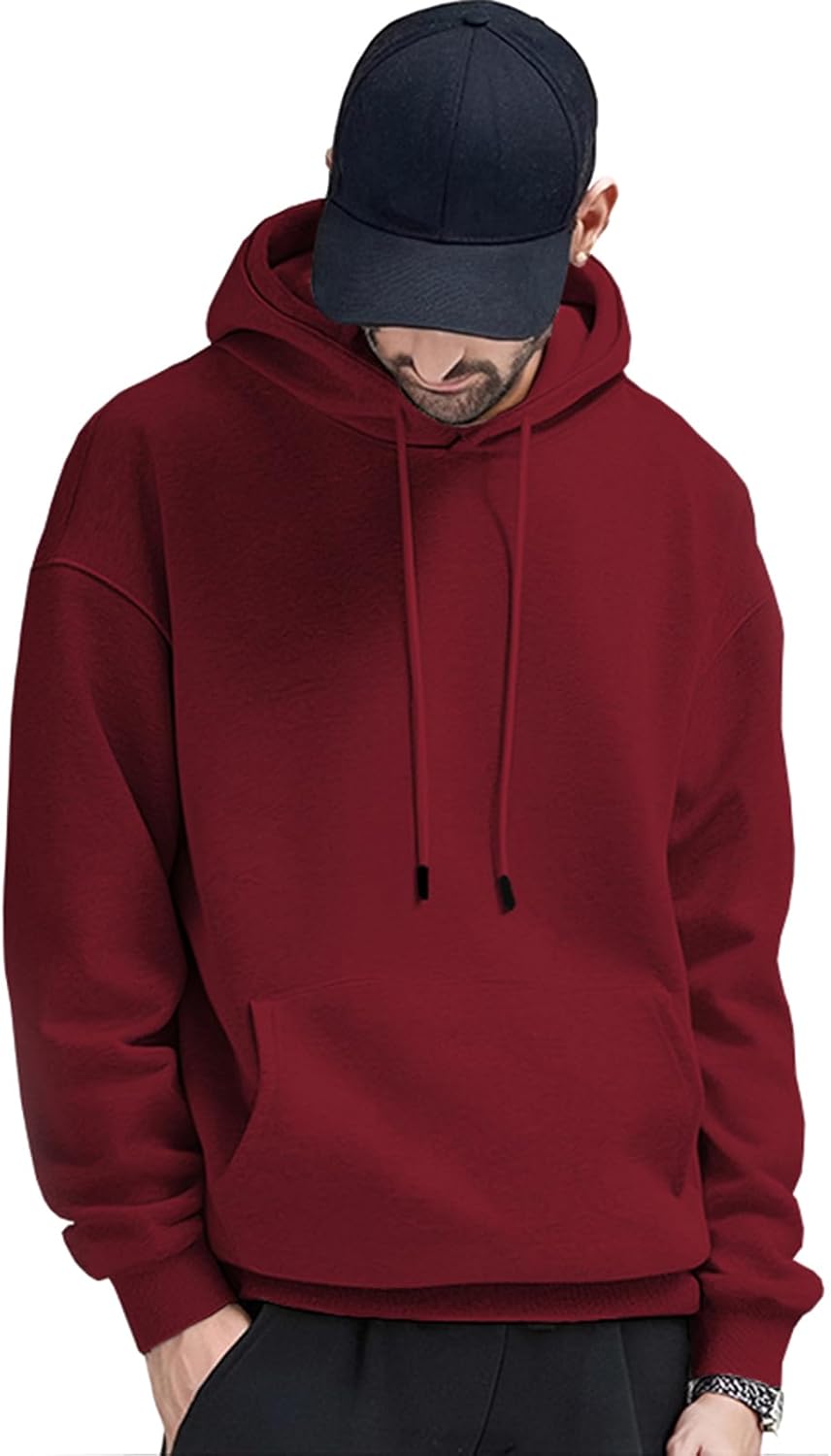 FoxQ Mens Casual Cotton Hooded Pullover Sweatshirts Drawstring Long Sleeve Hoodies