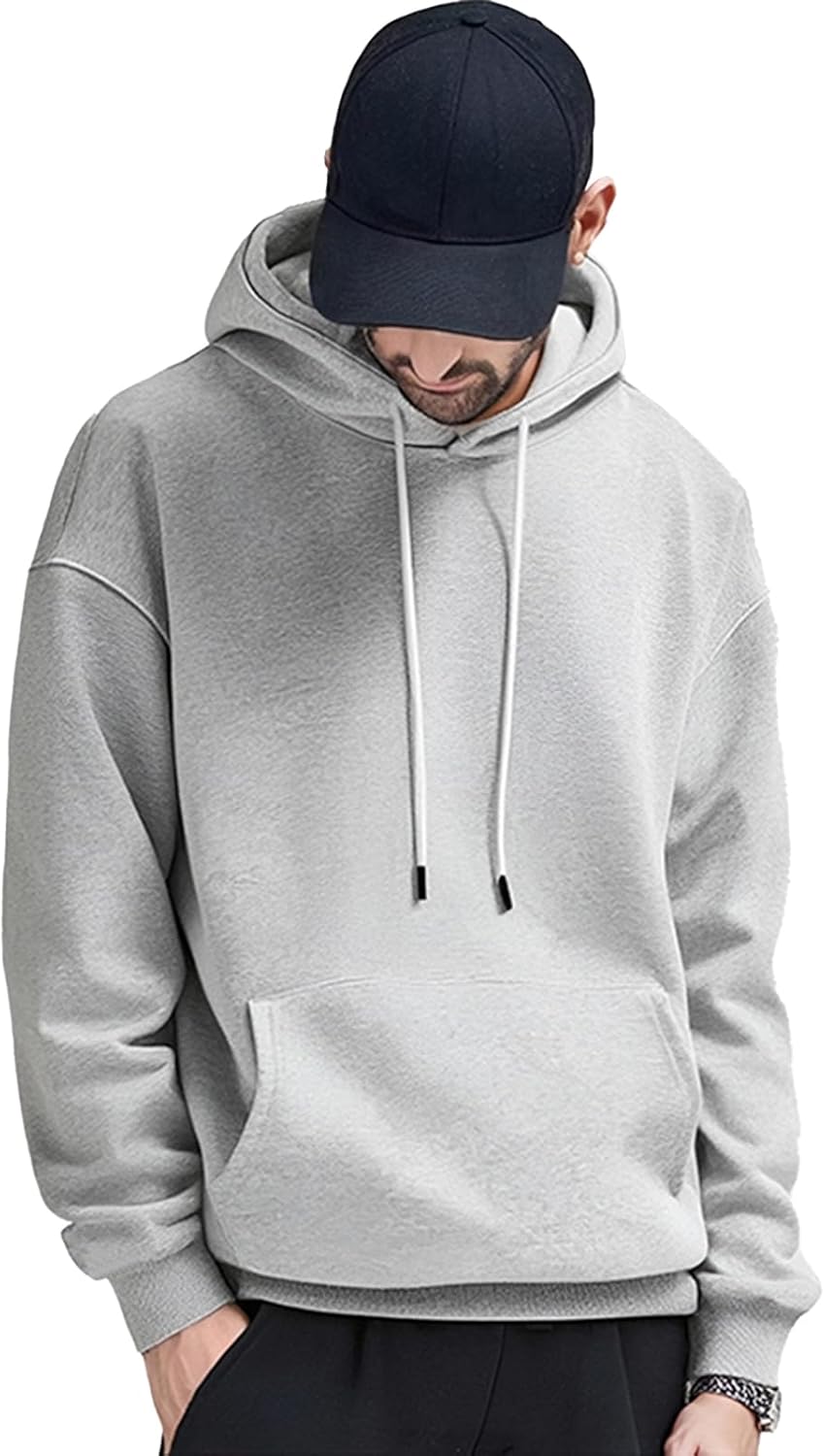FoxQ Mens Casual Cotton Hooded Pullover Sweatshirts Drawstring Long Sleeve Hoodies