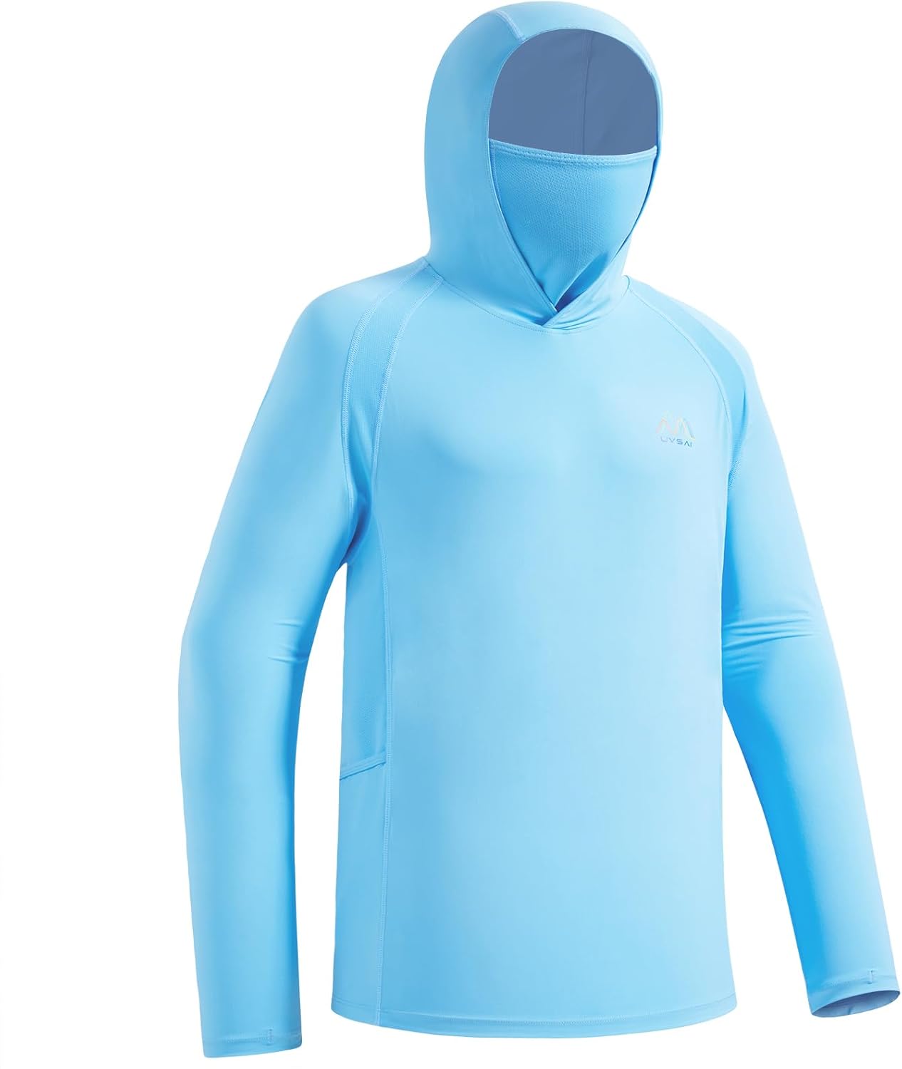 Men’s UPF 50+ Hoodie Shirt with Mask Long Sleeve Permanent UV Sun Protection Neck Gaiter Performance T for Outdoor