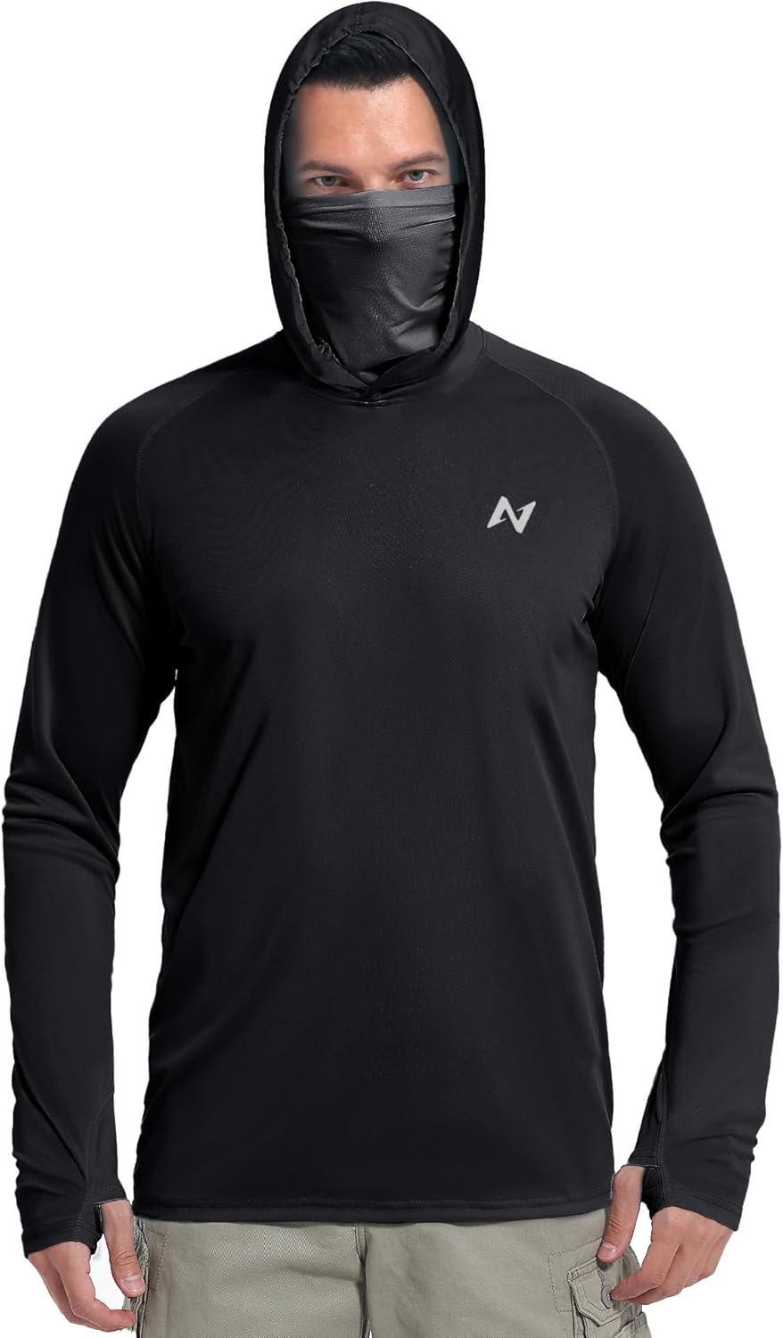 isnowood Sun Shirt UPF 50+ Men's Fishing Long Sleeve Hooded Rash Guard Hiking Swimming Running UV Protection Hoodie