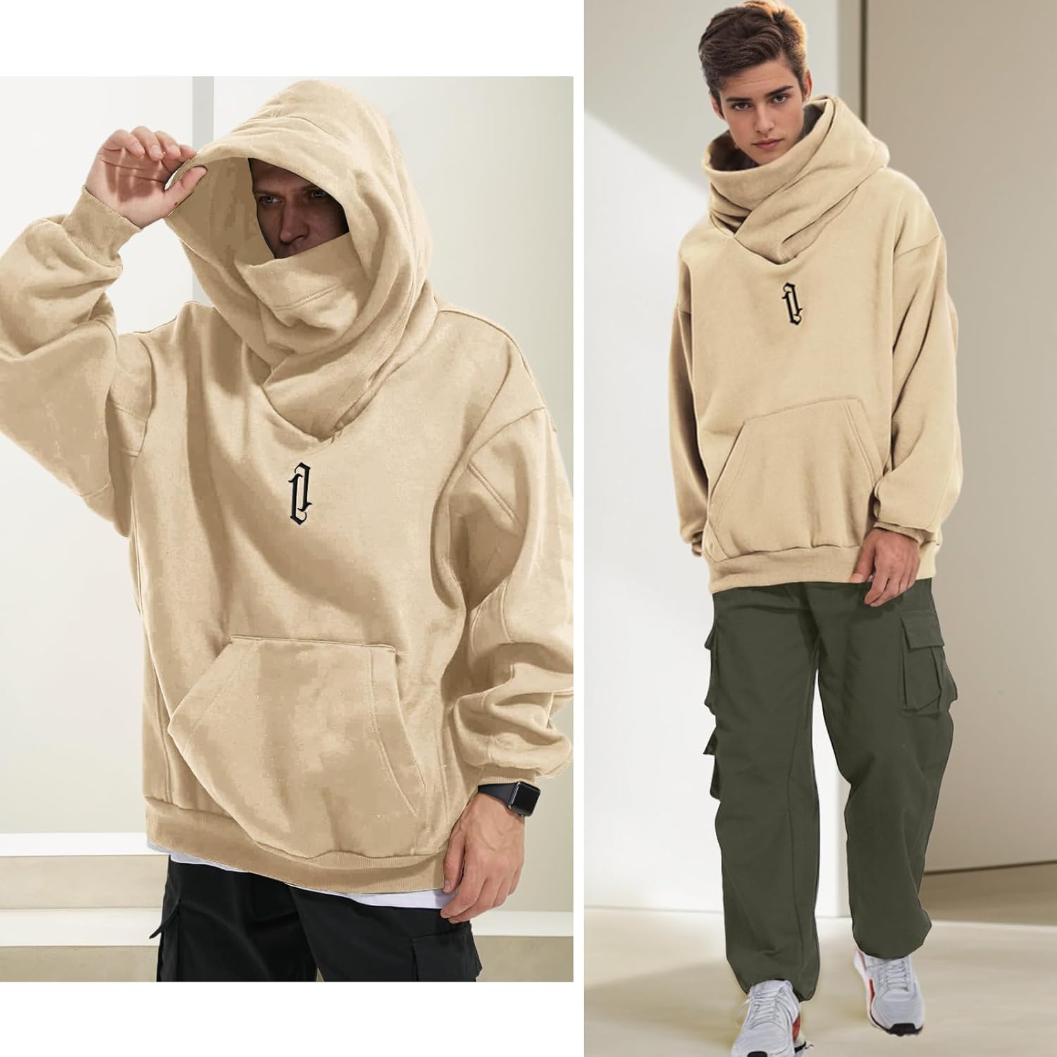 Men's Long Sleeve Fleece Hoodie Lightweight Tech Wear Soft Cotton Pullover Unisex Casual Hooded Sweatshirts