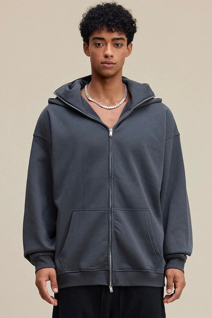 Unisex Street Style Face Cover Zip-Up Hoodie