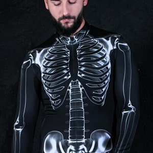 Black Skeleton Costume, Men Halloween Costumes, skeleton couple costume, skeleton bodysuit for men, One Piece Adult Halloween Costume