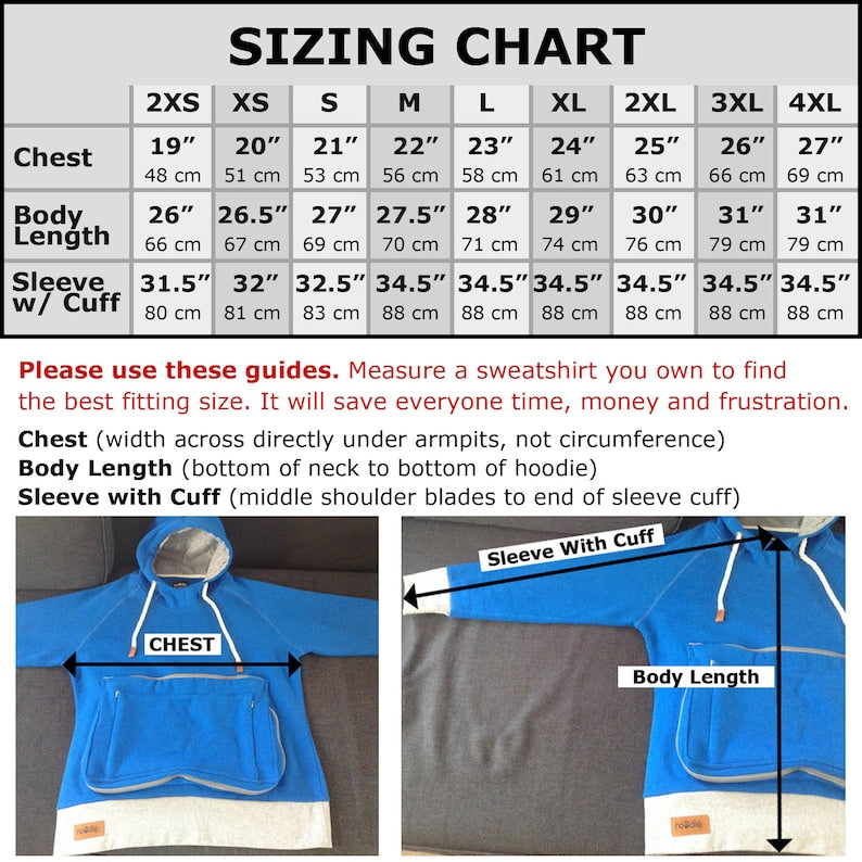 Roodie Pet Pouch Hoodie - Cat / Dog / Small Pet Holder Cuddle Sweatshirt - Large Kangaroo Carrier Pocket - Womens Fit