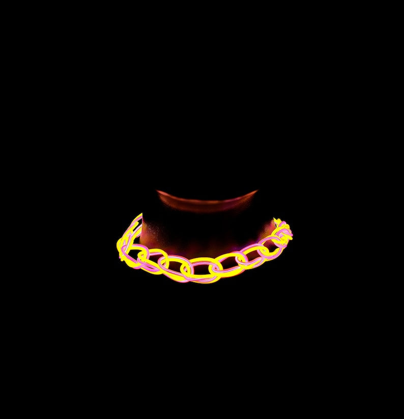 Light-Up Glow Choker ™ -Handmade EL Wire Necklace,Outfit,Braided,EDM,Rave,Neon,Halloween,burning man,Cosplay,Party,jewelry,Festival,original