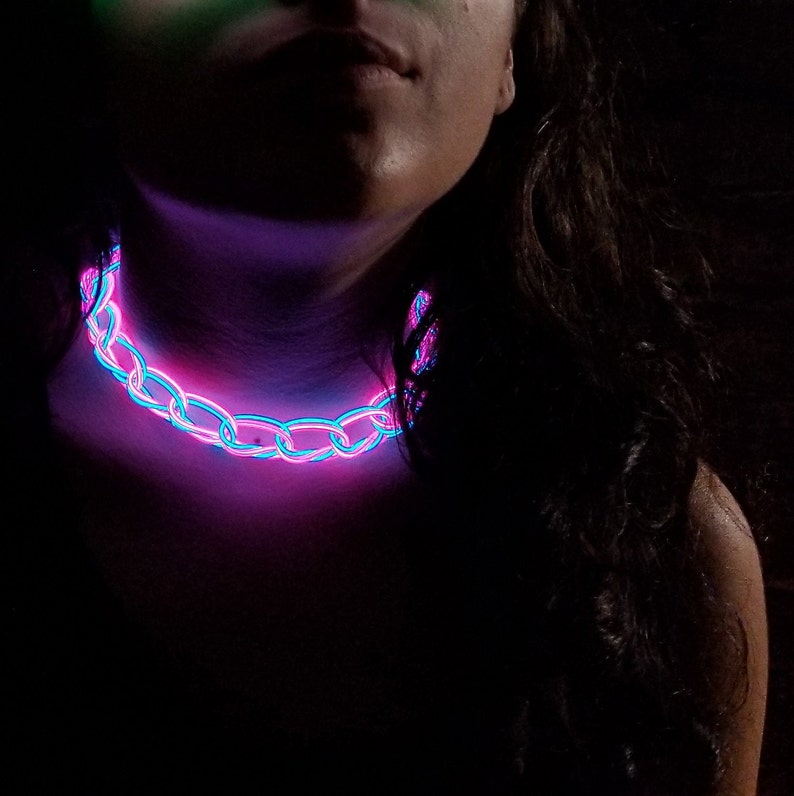 Light-Up Glow Choker ™ -Handmade EL Wire Necklace,Outfit,Braided,EDM,Rave,Neon,Halloween,burning man,Cosplay,Party,jewelry,Festival,original