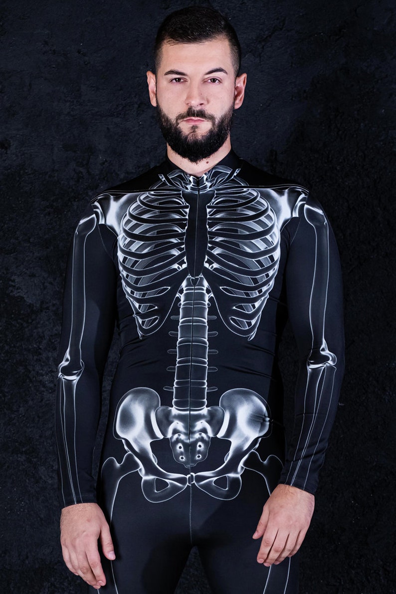 Black Skeleton Costume, Men Halloween Costumes, skeleton couple costume, skeleton bodysuit for men, One Piece Adult Halloween Costume
