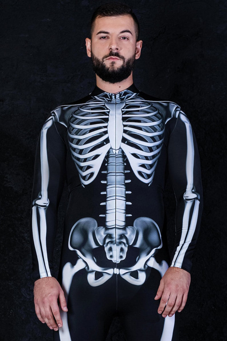 Men Skeleton Costume, Men Halloween Costumes, Halloween couple costume, skeleton bodysuit for men, skeleton spandex costume, Devil Walking
