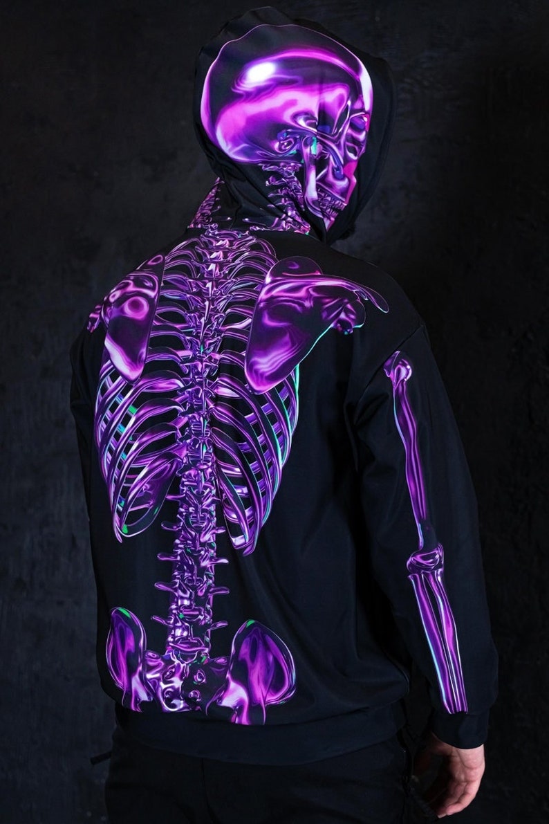 Purple Skeleton Hoodie, Halloween hoodie for men, skull hoodie, scary graphic hoodie for men, spooky hoodie, Hallowee Men Costume