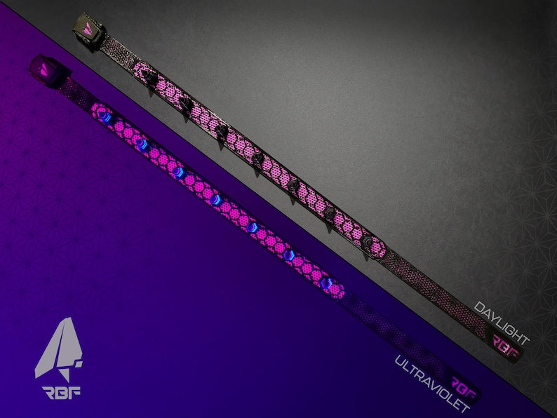 PERF-HEx Pink Rubber Spike Choker (UV Reactive, Necklace, Artwear, Rave Accessories, Rave, Fluorescent, Black Light, Neon, Glow, Party)