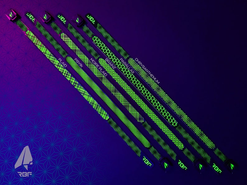 Moire Plaid UV Choker - Rubber Ravewear (Necklace, Artwear, Reactive, Rave Accessories, Jewelry, Fluorescent, Black Light, Neon, Glow)