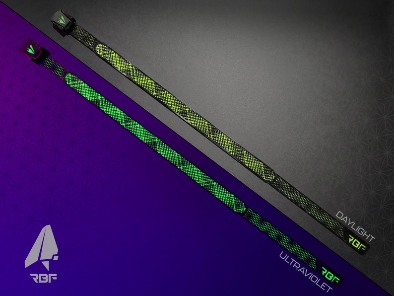 Moire Plaid UV Choker - Rubber Ravewear (Necklace, Artwear, Reactive, Rave Accessories, Jewelry, Fluorescent, Black Light, Neon, Glow)