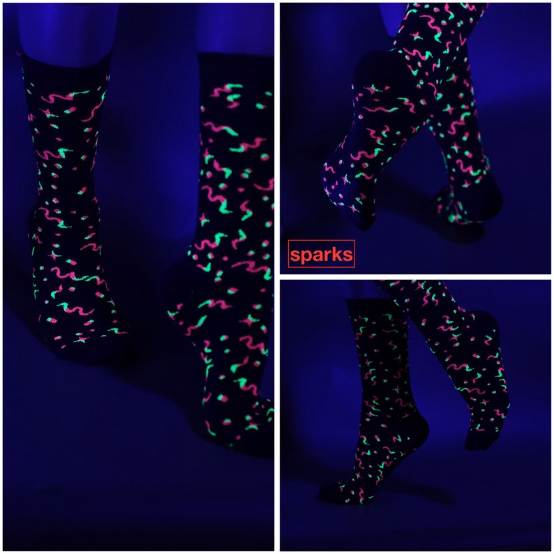 3 Pairs Unique Design Socks - Glow Under Blacklight - Make Your Own Pack