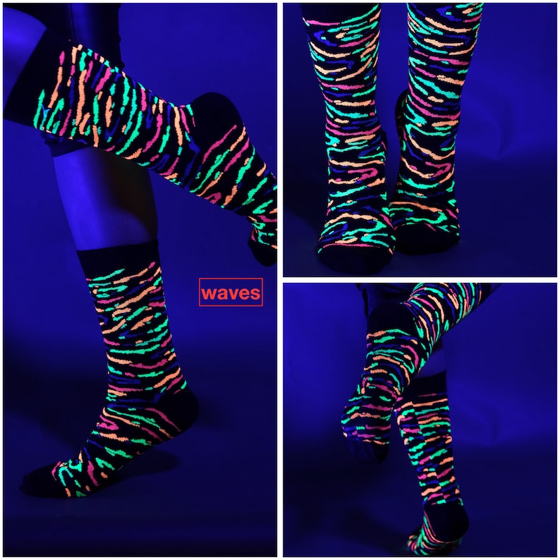 3 Pairs Unique Design Socks - Glow Under Blacklight - Make Your Own Pack