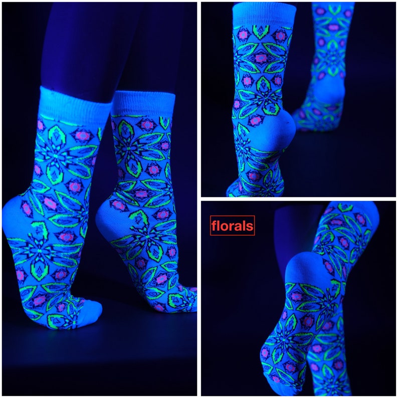 3 Pairs Unique Design Socks - Glow Under Blacklight - Make Your Own Pack