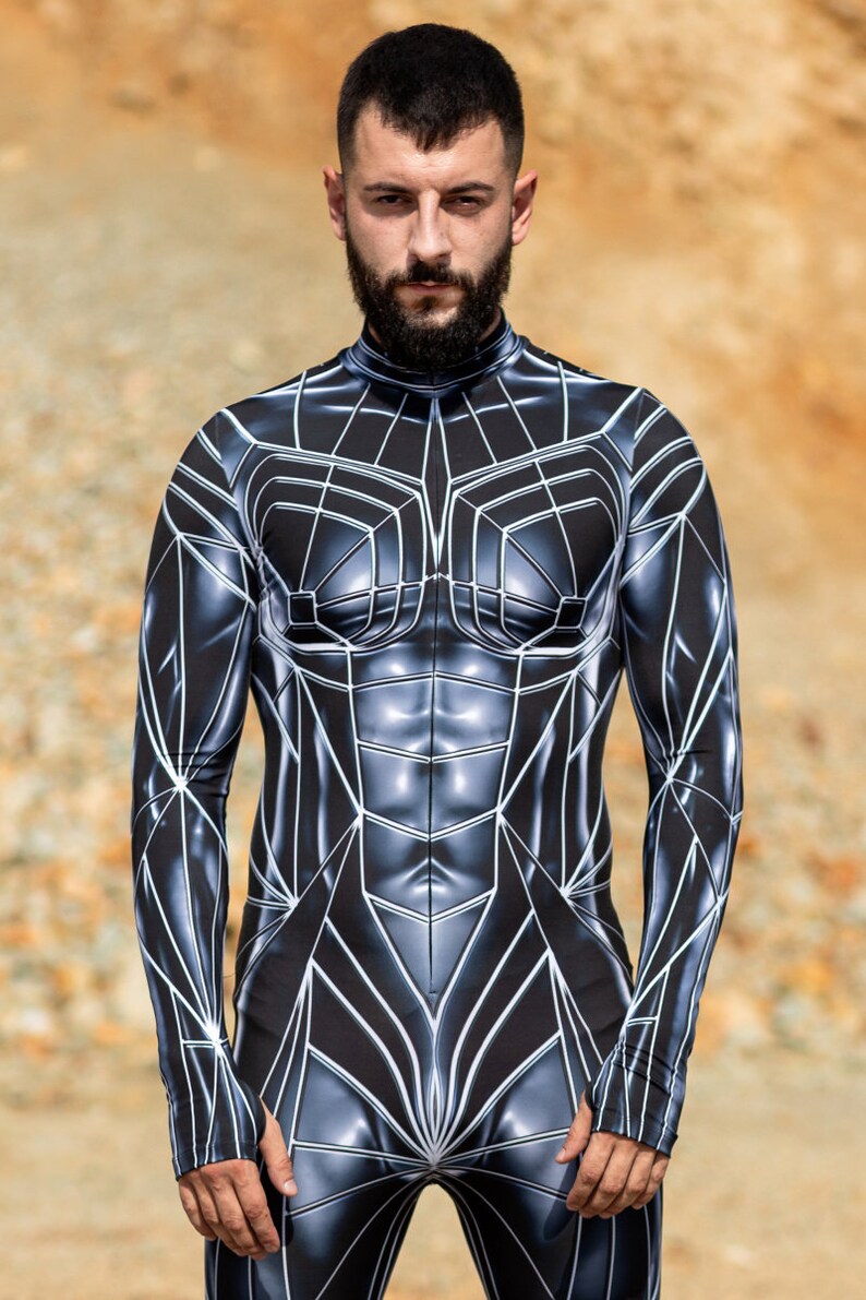 Burning Man Costume for Men, Rave One Piece Costumes, Festival Costume, Rave Bodysuit, Male Burning Man Outfits, Full Body Rave Outfit