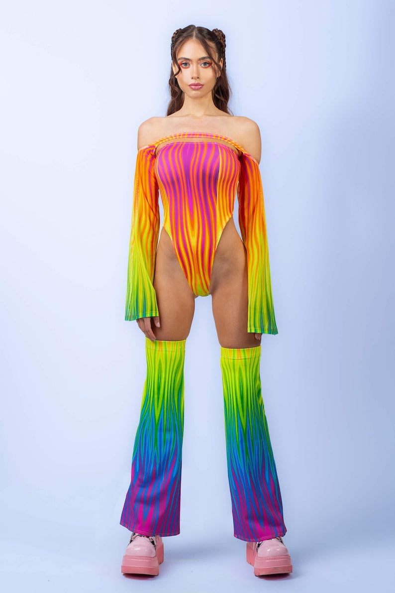 Rave Disco Neon Bodysuit, UV Light Revlective Bodysuit, Rave Bodysuit, Mesh Shrug For Women, Festival Bodysuit Women, Festival Outfit Women