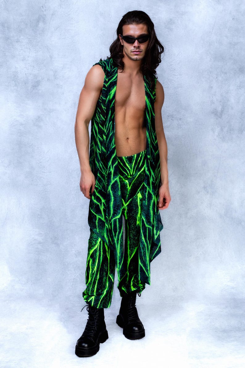 UV Reactive Psychedelic Pants: Men's Rave Festival Wear