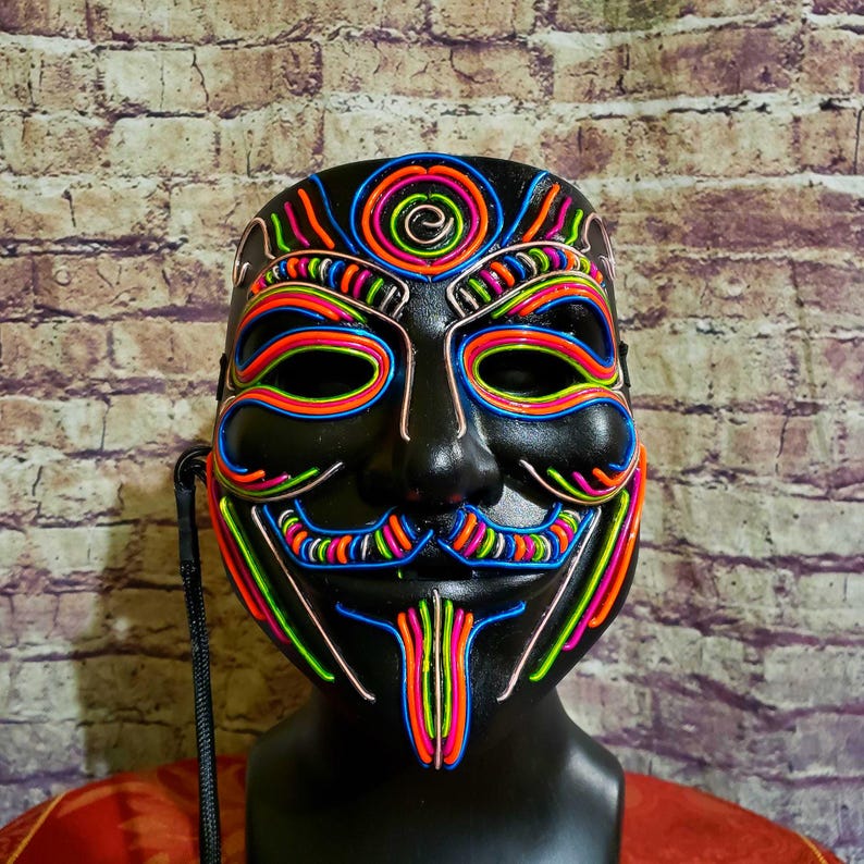 Custom Sequenced Neon Designs – One of a Kind Handmade EL Wire Masks & More | Light Up Animated Neon Cosplay Bespoke Festival Wear Unique